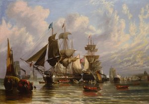 Krimkrigen, indskibning af engelske tropper, 1855 / Gem. v. W.Stuart af William Stuart