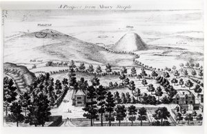 Udsigt fra Avebury-tårnet i Silbury Hill, illustration fra 