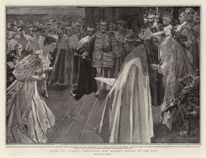 Efter Dronningens Kroning bøjer Hendes Majestæt sig for Kongen af William T. Maud