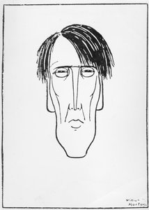 Karikatur af W.B. Yeats, 1898 (blæk på papir)