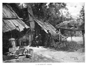 A Bushmans Home, Australien, 1886.
