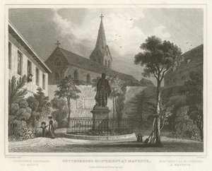Guttenbergs monument i Mayence af William Tombleson