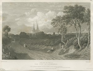 Lichfield Cathedral - West View af William Tombleson