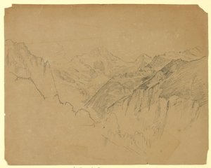 Studie af landskab, Lauterbrunnen, Schweiz af William Trost Richards