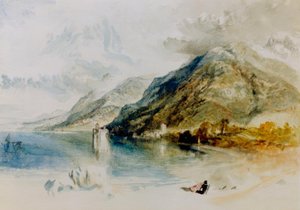 Chillon-slottet ved Genevesøen, set fra Villeneuve af Joseph Mallord William Turner
