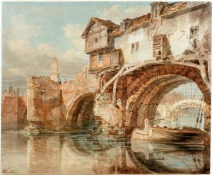 Die Old Welsh Bridge i Shrewsbury af Joseph Mallord William Turner