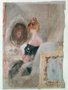 Interiør på Petworth House: kvinde foran spejlet af Joseph Mallord William Turner
