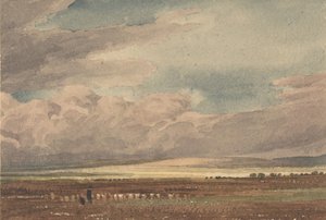 Salisbury Plain med Old Sarum in the Distance, Wiltshire, 1810-62. af Joseph Mallord William Turner