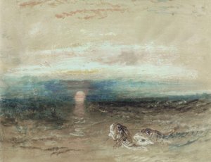 Solnedgang over havet med gurner af Joseph Mallord William Turner