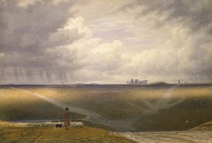Stonehenge-A Showery Day, begyndelsen af det 19. århundrede af Joseph Mallord William Turner