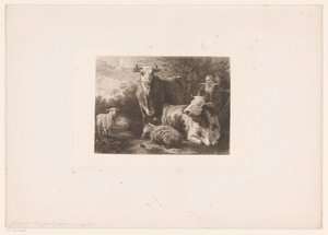 Hyrde og hyrde med husdyr af William Unger