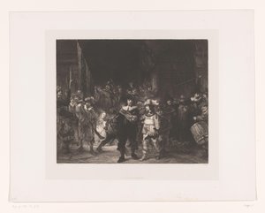 nattevagt Officerer og andre bevæbnede mænd fra distrikt II i Amsterdam ledet af kaptajn Frans Banninck Cocq og løjtnant Willem van Ruytenburch, kendt som 