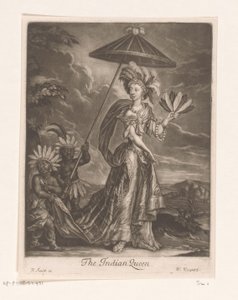 Portræt af Anne Bracegirdle som dronning Den indiske dronning (titel på objekt) af William Vincent