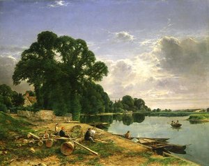På Themsen, ca.1870 (olie på lærred) af William W. Gosling