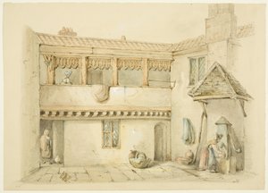 Barnstaple Almshouses, Old Market (blyant og akvarel på papir)