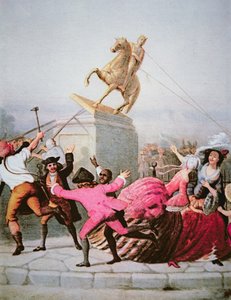 Patrioter fra New York river statuen af George III ned i Bowling Green, 9. juli 1776