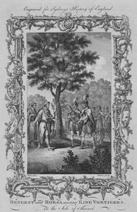 Hengest og Horsa møder kong Vortigern på Isle of Thanet, 1773.
