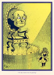 Øjnene kiggede eftertænksomt på hende. fra The Wonderful Wizard of Oz af L. Frank Baum af William Wallace Denslow