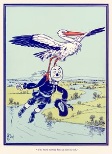 ?Storken bar ham op i luften.? fra ?Den vidunderlige troldmand fra Oz? af L. Frank Baum