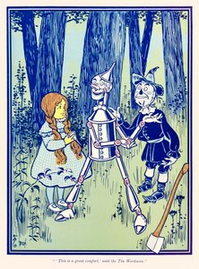 ??Dette er en stor komfort,? sagde Tin Woodman.? fra ?Den vidunderlige troldmand fra Oz? af L. Frank Baum af William Wallace Denslow