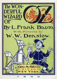 Titelside fra The Wonderful Wizard of Oz af Lyman Frank Baum (1856 - 1919) pub. 1900 (farvelitografi)