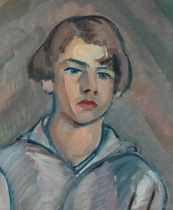 Portræt af en ung mand med langt hår af William Watson Peploe