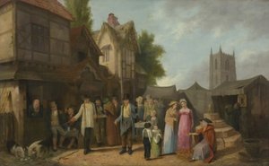 Scene uden for en kro, måske ved Long Ashton, Bristol, ca. 1824 (olie på panel)