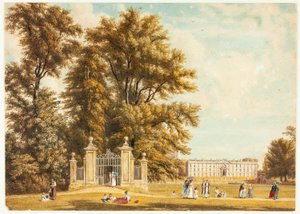 Indgang til Avenue fra Clare Hall Piece, Cambridge af William Westall