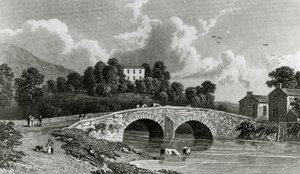 Greta Hall og Keswick Bridge, graveret af E. Francis, 1842