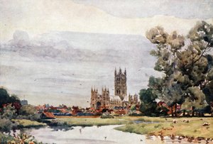 Canterbury from the Meadows (farve litho) af William Wiehe Collins