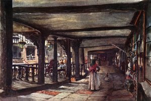 Chester, the Rows (farve litho) af William Wiehe Collins