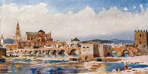 Cordoba, Broen (farve litho) af William Wiehe Collins