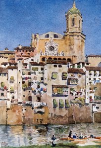 Gerona, The Cathedral (Color Litho) af William Wiehe Collins