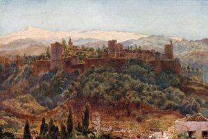 Granada, Alhambra (farve litho) af William Wiehe Collins