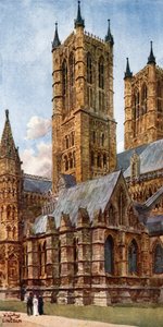 Lincoln, West Towers (farve litho) af William Wiehe Collins