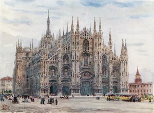 Milano. Katedralen (farve litho) af William Wiehe Collins