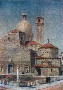 Padova. Katedralen (farve litho) af William Wiehe Collins