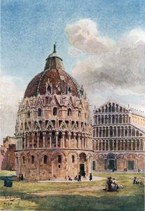 Pisa. Dåbskapellet (farve litho) af William Wiehe Collins
