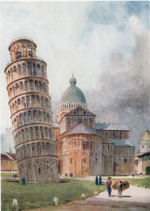 Pisa. Campanile og Duomo (farve litho) af William Wiehe Collins
