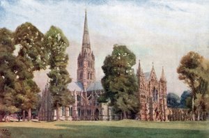 Salisbury, katedralen (farve litho) af William Wiehe Collins