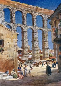 Segovia, akvædukten (farve litho)