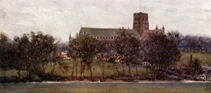 St. Albans fra Murene i Old Verulam (farve litho) af William Wiehe Collins