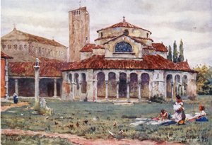 Torcello. Sta Fosca og katedralen (farve litho) af William Wiehe Collins