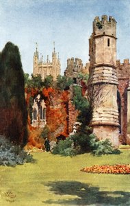 Wells, ruinerne af festsalen (farve litho) af William Wiehe Collins