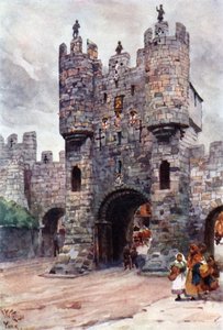 York, Micklegate Bar (farve litho) af William Wiehe Collins