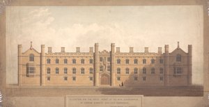 Højde for vestfronten af den nye firkant af Corpus Christi College, Cambridge af William Wilkins