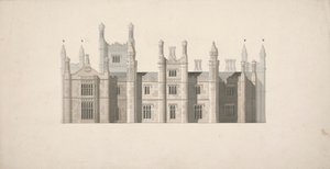 Forhøjelse af et foreslået design for Cambridge Colleges af William Wilkins
