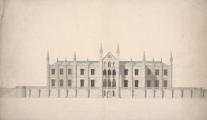 Forhøjelse af et foreslået design for Cambridge Colleges af William Wilkins