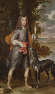 En dreng med et spyd og en hund, ca. 1685