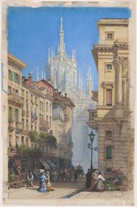 Duomoen i Milano fra en sidegade af William Wyld